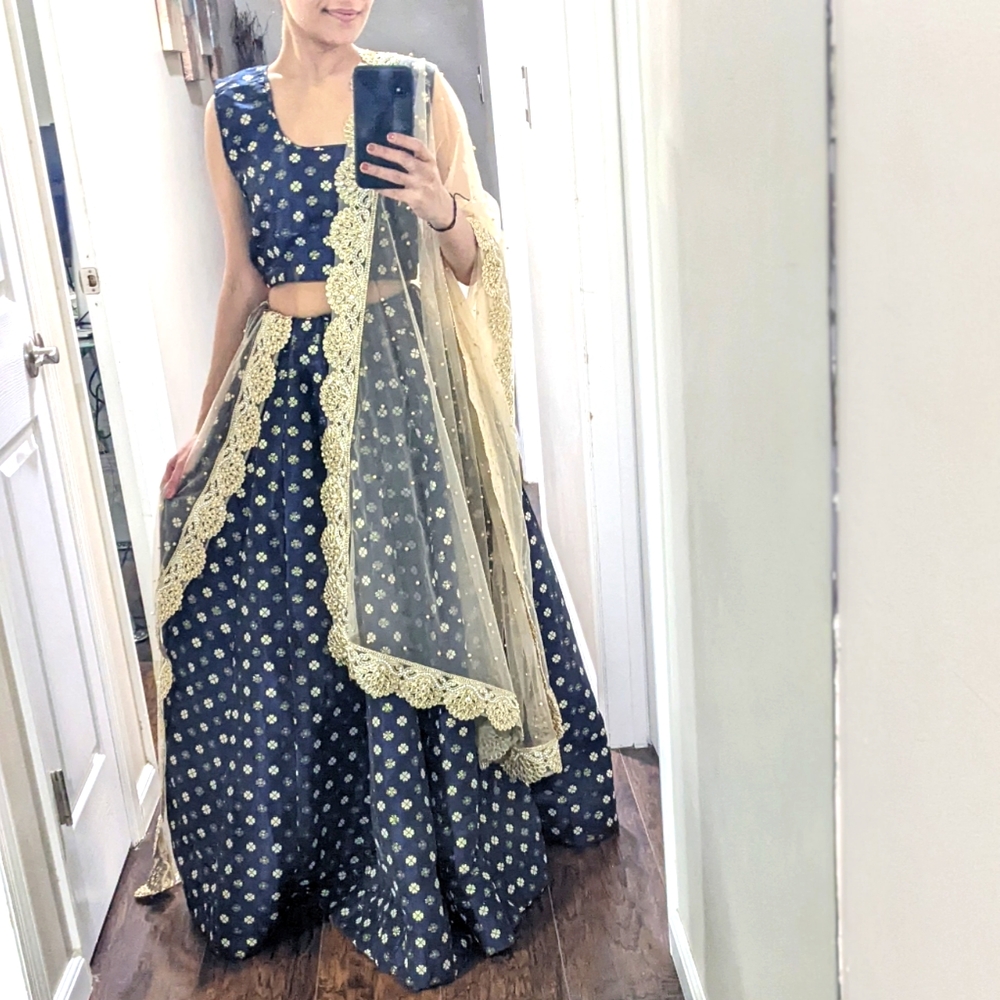 Beautiful blue and gold Indian lehenga -like new!